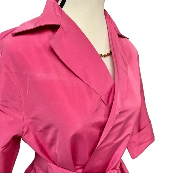 Silk Blend Belted Pink Trench Coat, NB Italy, Medium Fit - Picture 7 of 11